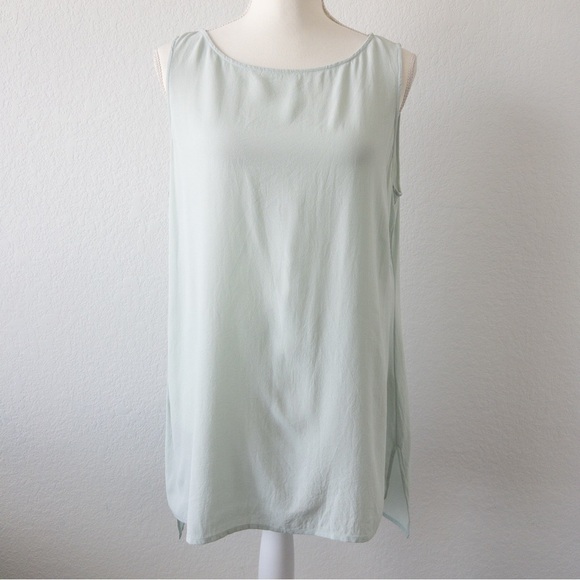 Eileen Fisher 100% Silk Sleeveless Tunic Top Light Mint Green Size Small - Picture 3 of 8